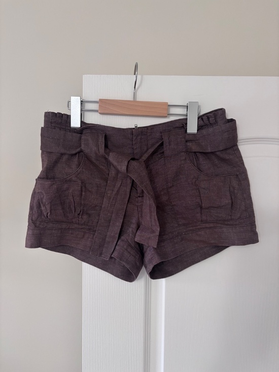 BCBGeneration Pants - BCBGeneration Cotton/Linen Blend Belted Brown Shorts Women’s Size 6